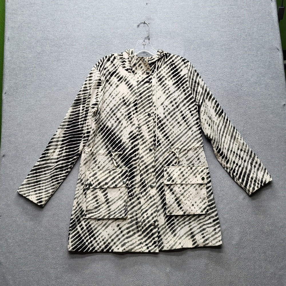 Soft Surroundings Women Jacket M Black Nylon Geometric Go Lively Shibori Anorak